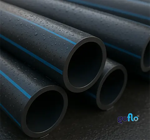 Close-up of MDPE pipes used in water supply systems