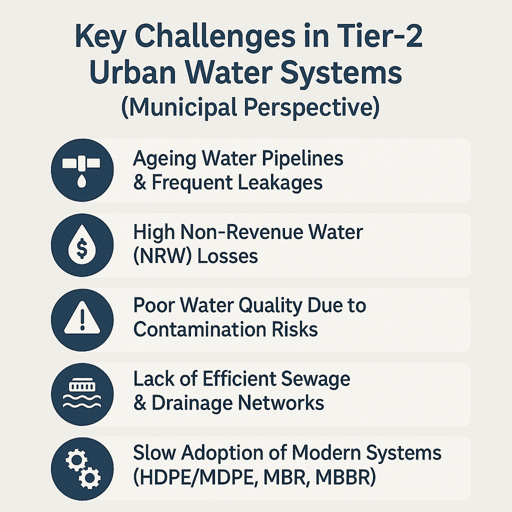 Key challenges in tier-2 urban water systems