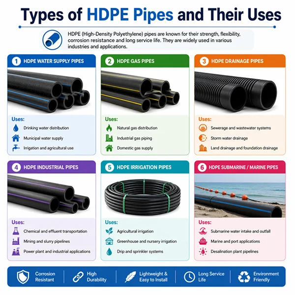 Different Types of HDPE Pipes for Various Applications