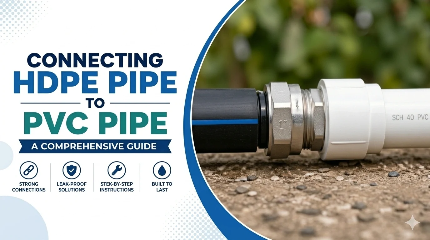 HDPE pipe connected to PVC pipe