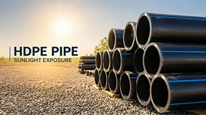 HDPE pipe exposed to sunlight