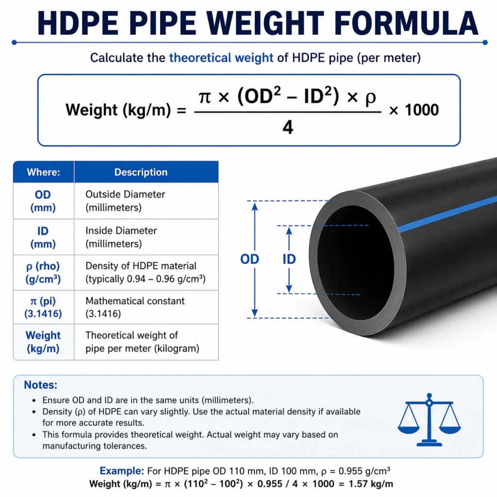 HDPE pipe weight calculation formula for estimating costs and planning projects